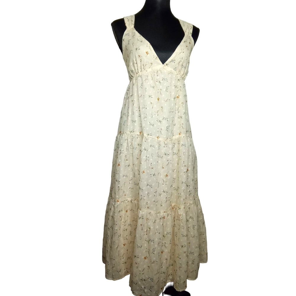 STORIA Yellow Floral Tiered Open Back Romantic Sun Dress (NWOT) - M